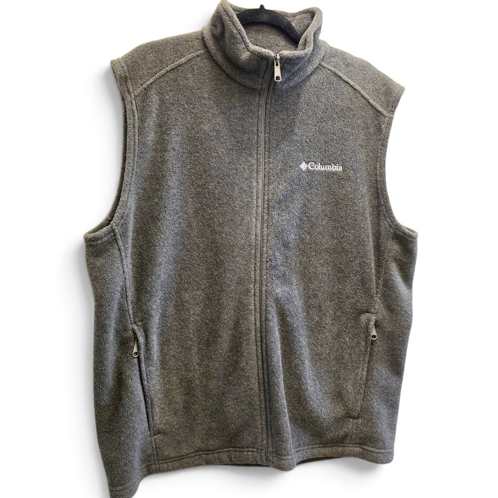 Columbia Steens Mountain Fleece Vest Full Zip Men's L Charcoal Gray